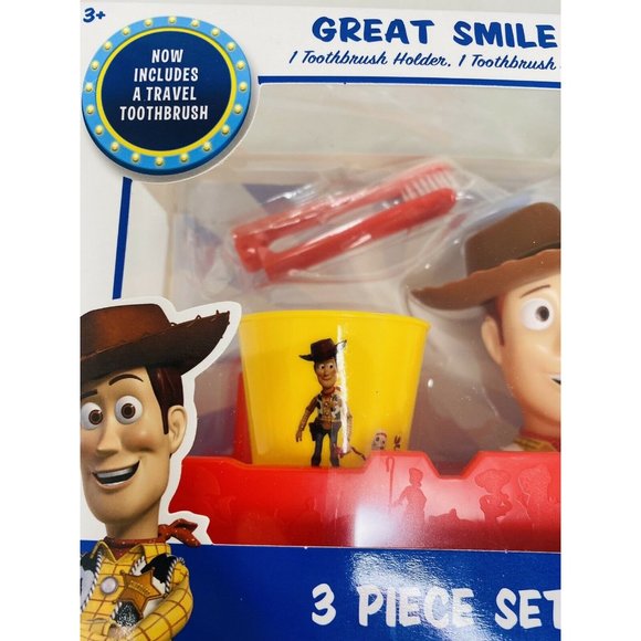 Disney Toy Story 4 Woody Toothbrush Holder Set Rinse Cup New Great Smile Set - Picture 8 of 12